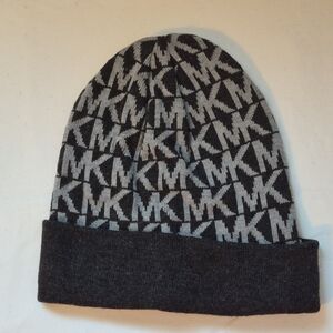 Michael Kors Black and Gray Hat and Scarf Set